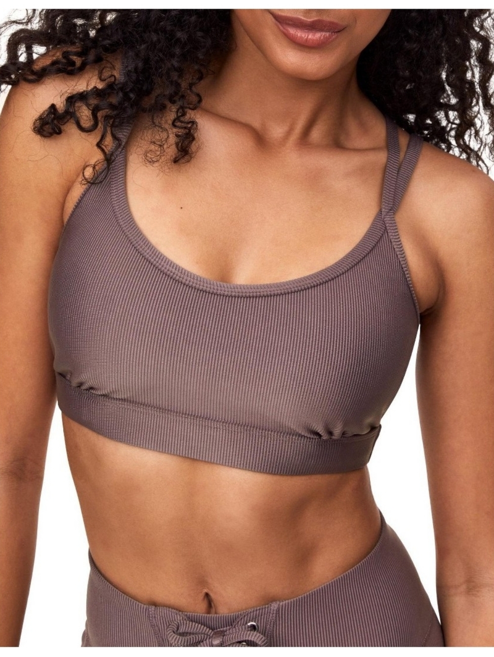 Ribbed Double-Strap Bralette - Brisket Gray 1X NWT Walk Pop